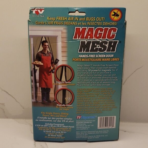 Magic Mesh Hands-Free Screen Door Installs in Seconds Keep Bugs Out 7" x 1 - Picture 3 of 5